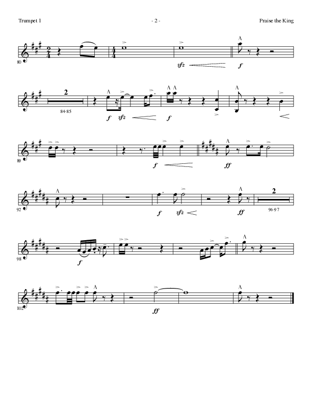 Praise The King (Choral Anthem SATB) Trumpet 1 (Lillenas Choral / Arr. Nick Robertson)