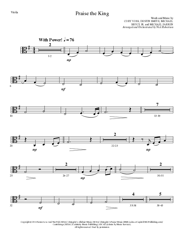 Praise The King (Choral Anthem SATB) Viola (Lillenas Choral / Arr. Nick Robertson)