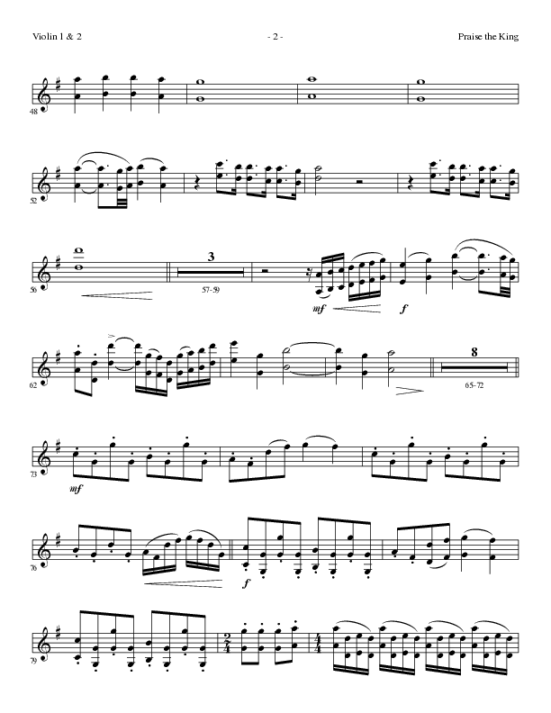 Praise The King (Choral Anthem SATB) Violin 1/2 (Lillenas Choral / Arr. Nick Robertson)