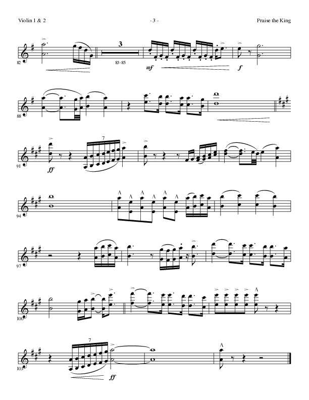 Praise The King (Choral Anthem SATB) Violin 1/2 (Lillenas Choral / Arr. Nick Robertson)