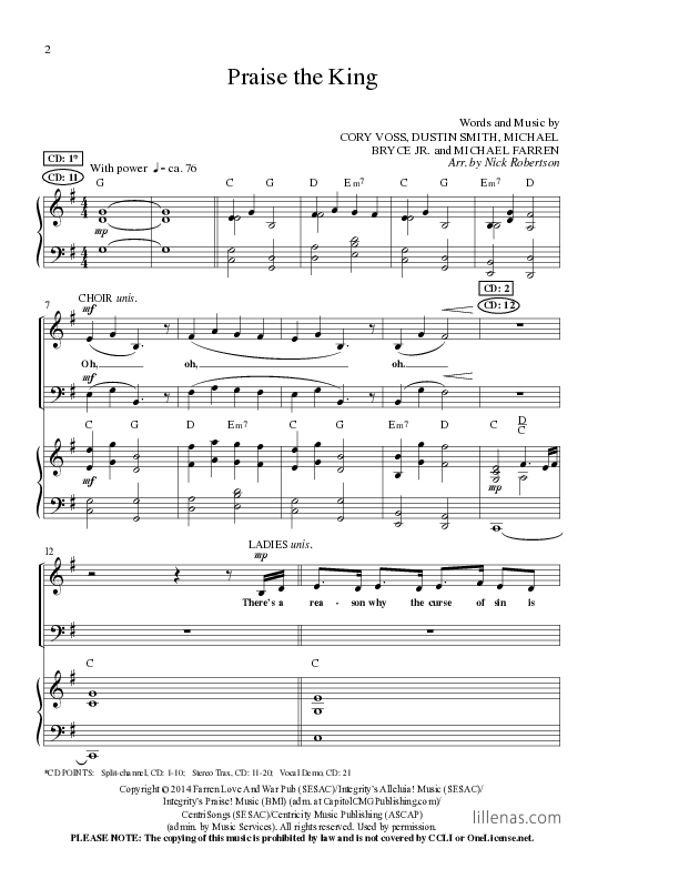 Praise The King (Choral Anthem SATB) Anthem (SATB/Piano) (Lillenas Choral / Arr. Nick Robertson)