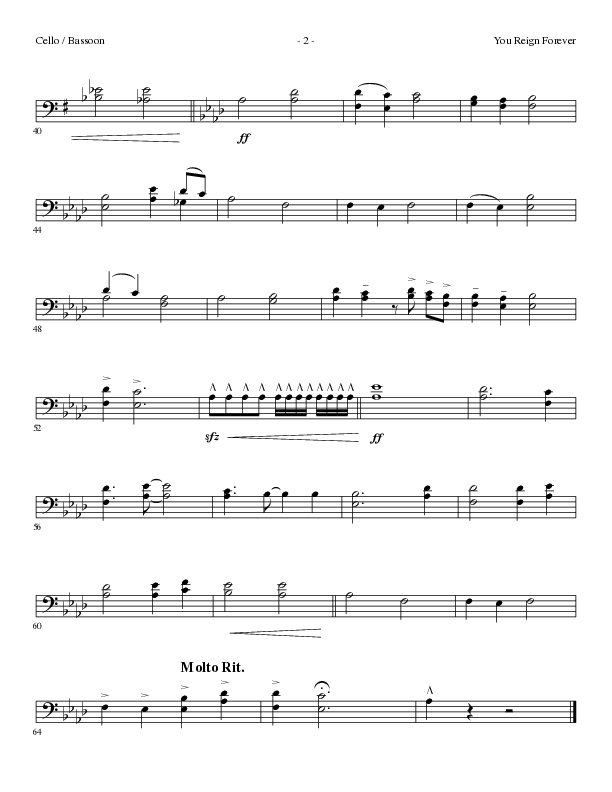 You Reign Forever (Choral Anthem SATB) Cello (Lillenas Choral / Arr. Cliff Duren)