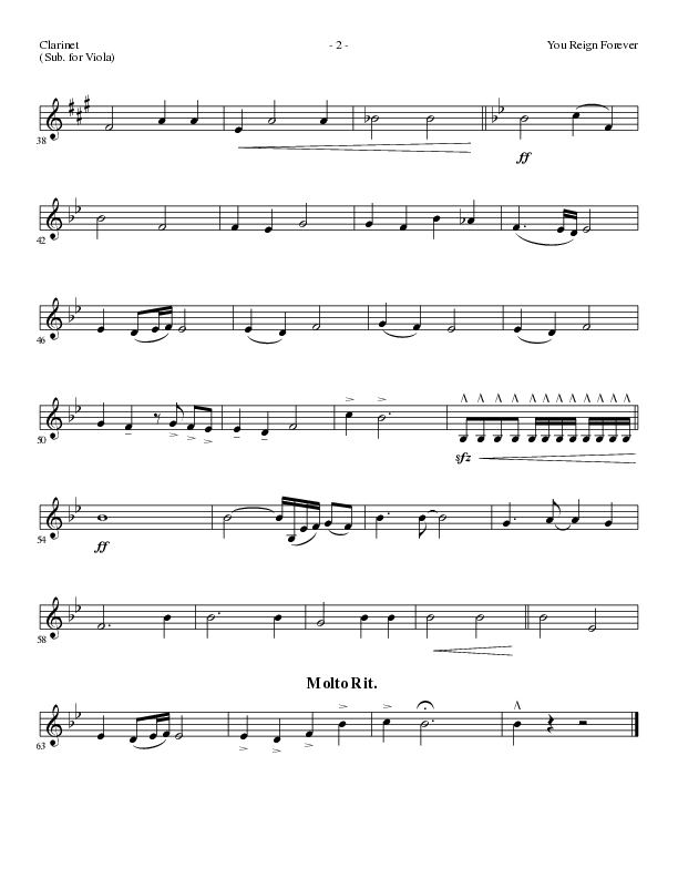You Reign Forever (Choral Anthem SATB) Clarinet (Lillenas Choral / Arr. Cliff Duren)