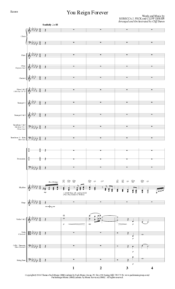 You Reign Forever (Choral Anthem SATB) Orchestration (Lillenas Choral / Arr. Cliff Duren)
