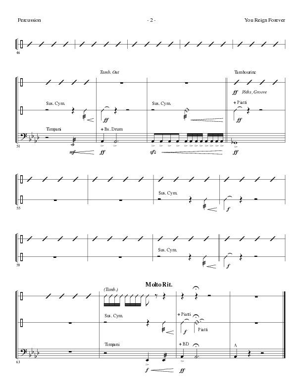 You Reign Forever (Choral Anthem SATB) Percussion (Lillenas Choral / Arr. Cliff Duren)