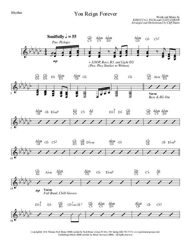 You Reign Forever (Choral Anthem SATB) Rhythm Chart (Lillenas Choral / Arr. Cliff Duren)