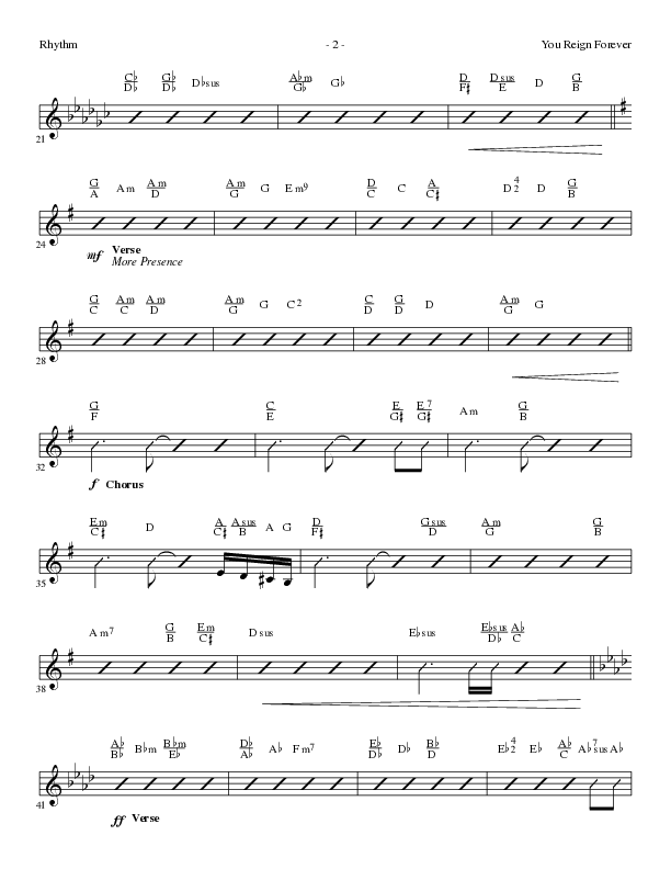 You Reign Forever (Choral Anthem SATB) Rhythm Chart (Lillenas Choral / Arr. Cliff Duren)