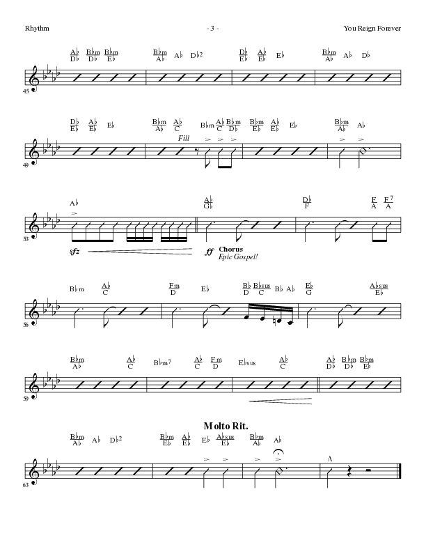 You Reign Forever (Choral Anthem SATB) Rhythm Chart (Lillenas Choral / Arr. Cliff Duren)