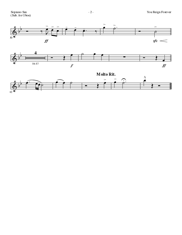 You Reign Forever (Choral Anthem SATB) Soprano Sax (Lillenas Choral / Arr. Cliff Duren)
