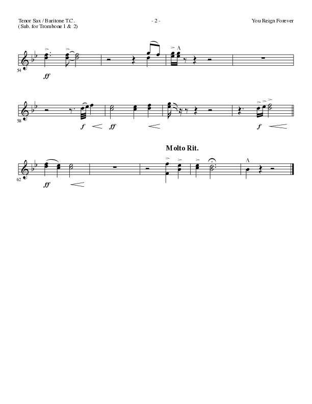 You Reign Forever (Choral Anthem SATB) Tenor Sax/Baritone T.C. (Lillenas Choral / Arr. Cliff Duren)