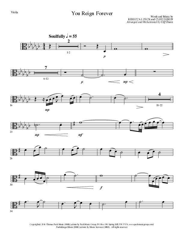 You Reign Forever (Choral Anthem SATB) Viola (Lillenas Choral / Arr. Cliff Duren)