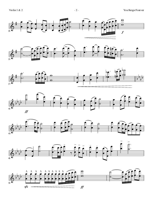 You Reign Forever (Choral Anthem SATB) Violin 1/2 (Lillenas Choral / Arr. Cliff Duren)