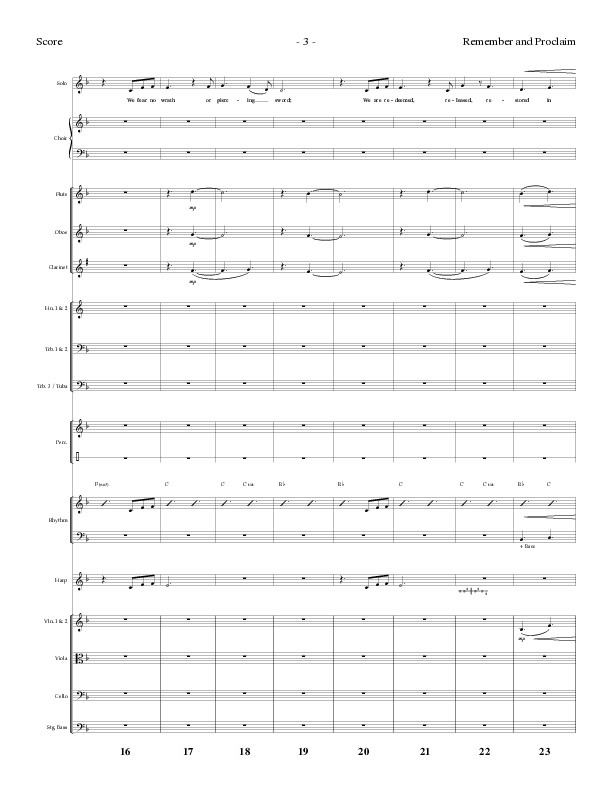 Remember and Proclaim (Choral Anthem SATB) Orchestration (Lillenas Choral / Arr. Dave Williamson)