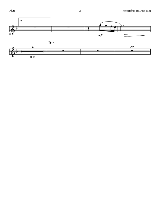Remember and Proclaim (Choral Anthem SATB) Flute (Lillenas Choral / Arr. Dave Williamson)