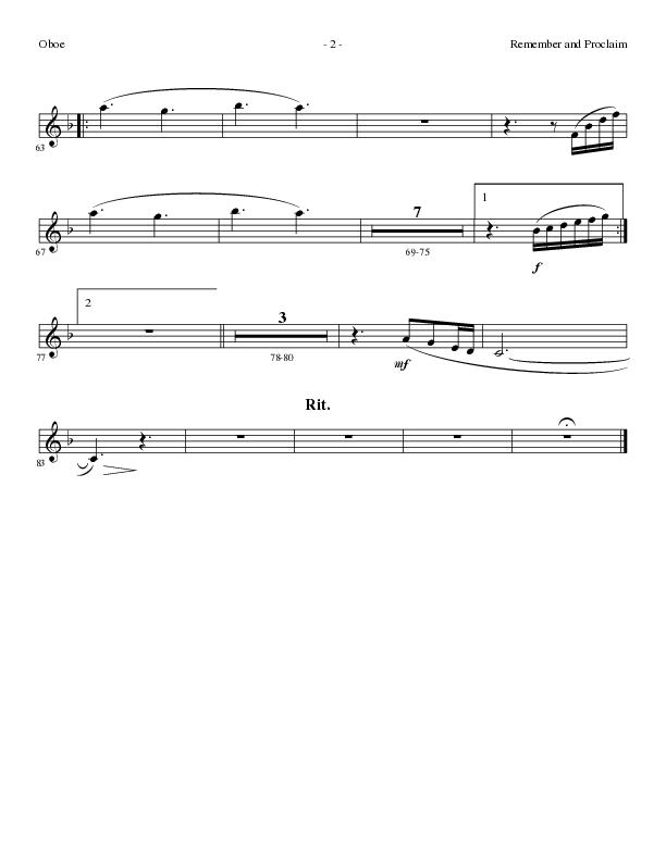 Remember and Proclaim (Choral Anthem SATB) Oboe (Lillenas Choral / Arr. Dave Williamson)