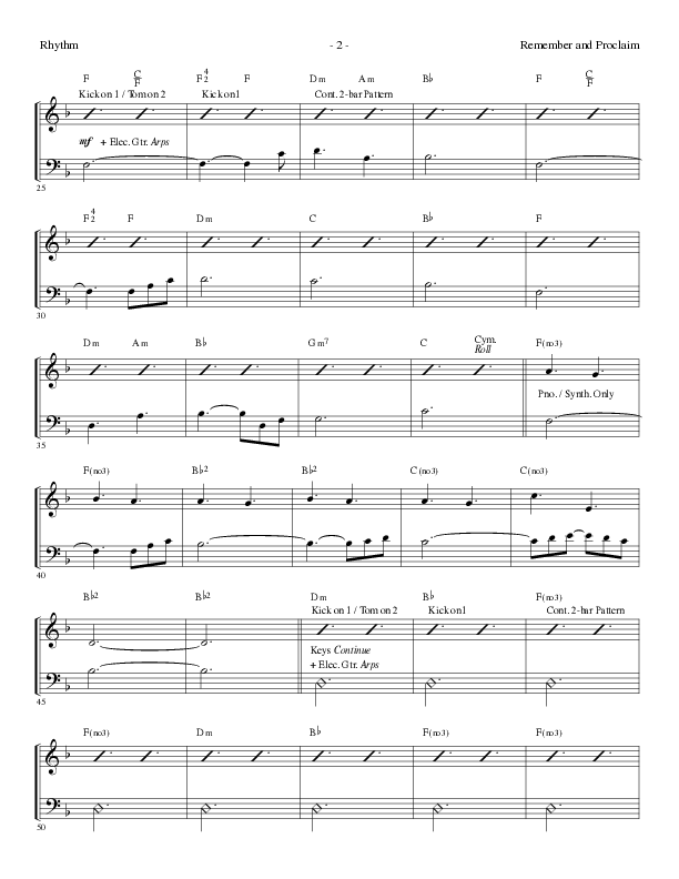 Remember and Proclaim (Choral Anthem SATB) Rhythm Chart (Lillenas Choral / Arr. Dave Williamson)