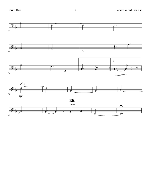 Remember and Proclaim (Choral Anthem SATB) String Bass (Lillenas Choral / Arr. Dave Williamson)