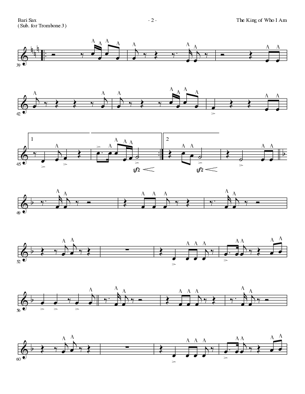 The King Of Who I Am with And I Bow Down (Choral Anthem SATB) Bari Sax (Lillenas Choral / Arr. David T. Clydesdale)