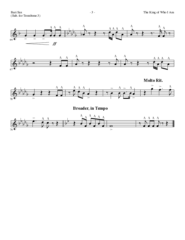 The King Of Who I Am with And I Bow Down (Choral Anthem SATB) Bari Sax (Lillenas Choral / Arr. David T. Clydesdale)