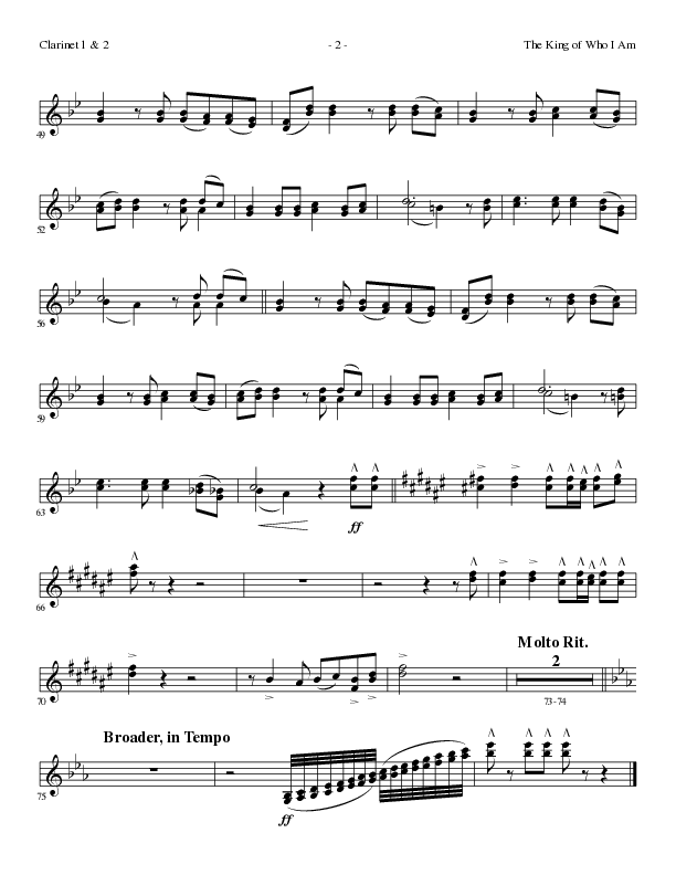 The King Of Who I Am with And I Bow Down (Choral Anthem SATB) Clarinet 1/2 (Lillenas Choral / Arr. David T. Clydesdale)