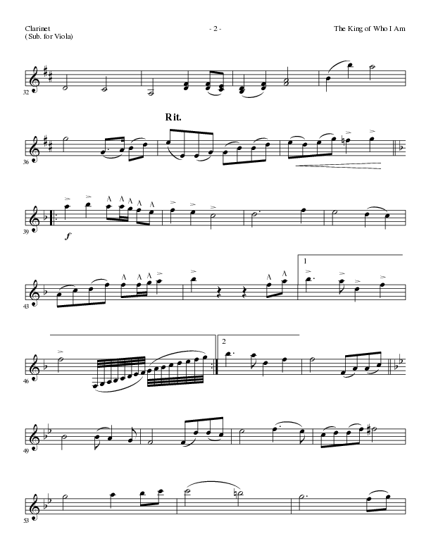 The King Of Who I Am with And I Bow Down (Choral Anthem SATB) Clarinet (Lillenas Choral / Arr. David T. Clydesdale)