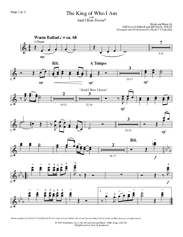 The King Of Who I Am with And I Bow Down (Choral Anthem SATB) Flute 1/2 (Lillenas Choral / Arr. David T. Clydesdale)