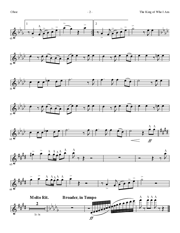 The King Of Who I Am with And I Bow Down (Choral Anthem SATB) Oboe (Lillenas Choral / Arr. David T. Clydesdale)