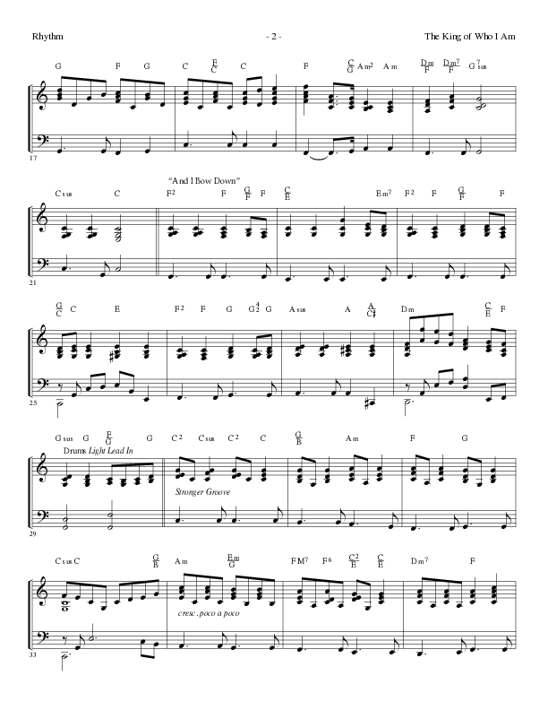 The King Of Who I Am with And I Bow Down (Choral Anthem SATB) Rhythm Chart (Lillenas Choral / Arr. David T. Clydesdale)