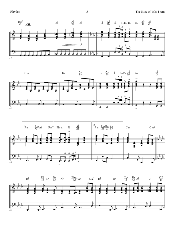 The King Of Who I Am with And I Bow Down (Choral Anthem SATB) Rhythm Chart (Lillenas Choral / Arr. David T. Clydesdale)
