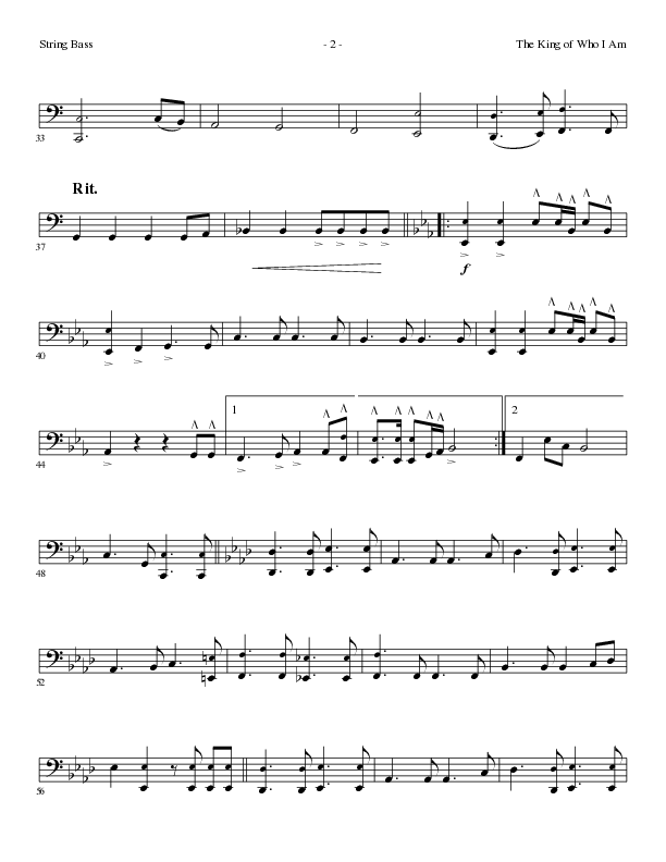 The King Of Who I Am with And I Bow Down (Choral Anthem SATB) String Bass (Lillenas Choral / Arr. David T. Clydesdale)