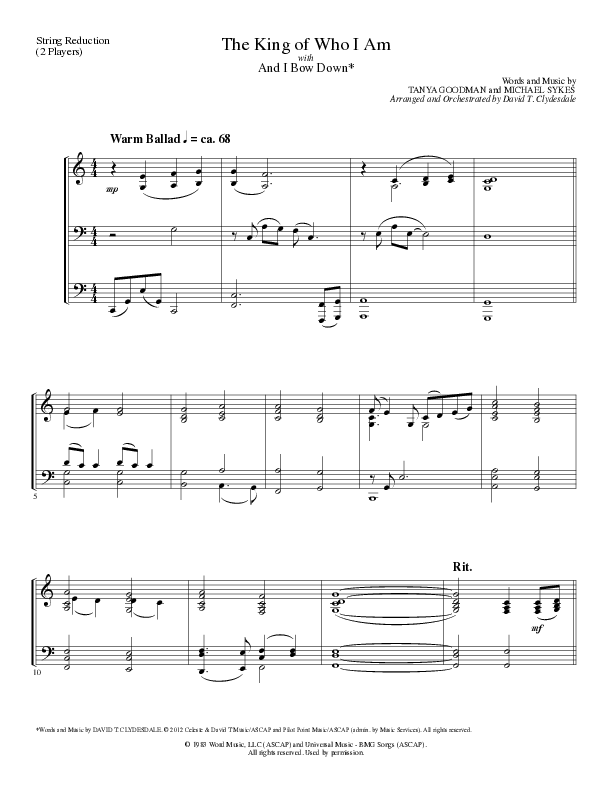 The King Of Who I Am with And I Bow Down (Choral Anthem SATB) String Reduction (Lillenas Choral / Arr. David T. Clydesdale)