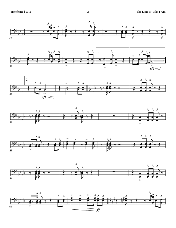 The King Of Who I Am with And I Bow Down (Choral Anthem SATB) Trombone 1/2 (Lillenas Choral / Arr. David T. Clydesdale)