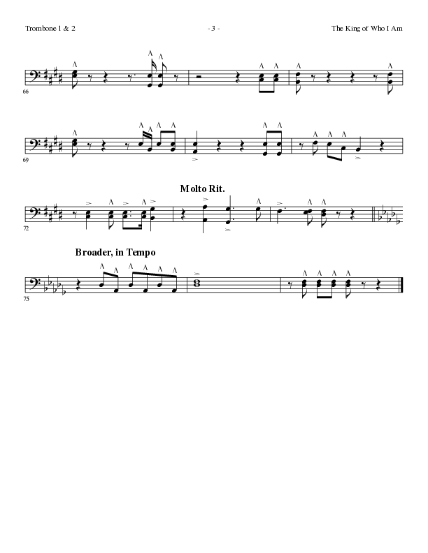The King Of Who I Am with And I Bow Down (Choral Anthem SATB) Trombone 1/2 (Lillenas Choral / Arr. David T. Clydesdale)