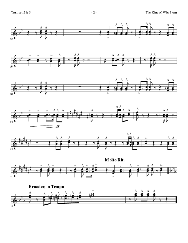 The King Of Who I Am with And I Bow Down (Choral Anthem SATB) Trumpet 2/3 (Lillenas Choral / Arr. David T. Clydesdale)