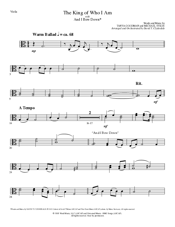 The king of who i am with and i bow down choral anthem satb viola