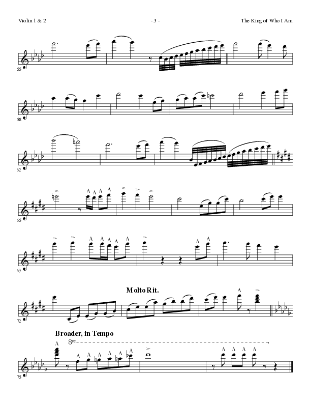 The King Of Who I Am with And I Bow Down (Choral Anthem SATB) Violin 1/2 (Lillenas Choral / Arr. David T. Clydesdale)