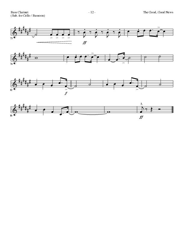 The Good, Good News (Choral Anthem SATB) Bass Clarinet (Lillenas Choral / Arr. Nick Robertson)