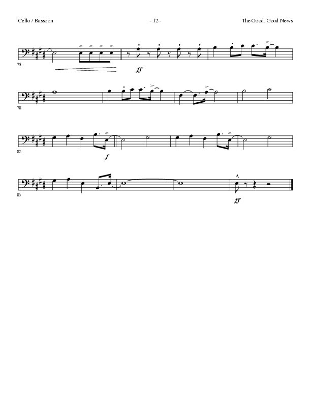 The Good, Good News (Choral Anthem SATB) Cello (Lillenas Choral / Arr. Nick Robertson)