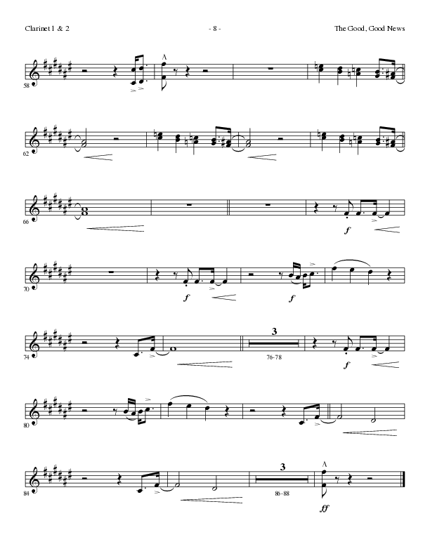 The Good, Good News (Choral Anthem SATB) Clarinet 1/2 (Lillenas Choral / Arr. Nick Robertson)