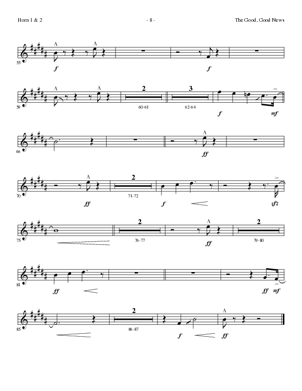The Good, Good News (Choral Anthem SATB) French Horn 1/2 (Lillenas Choral / Arr. Nick Robertson)