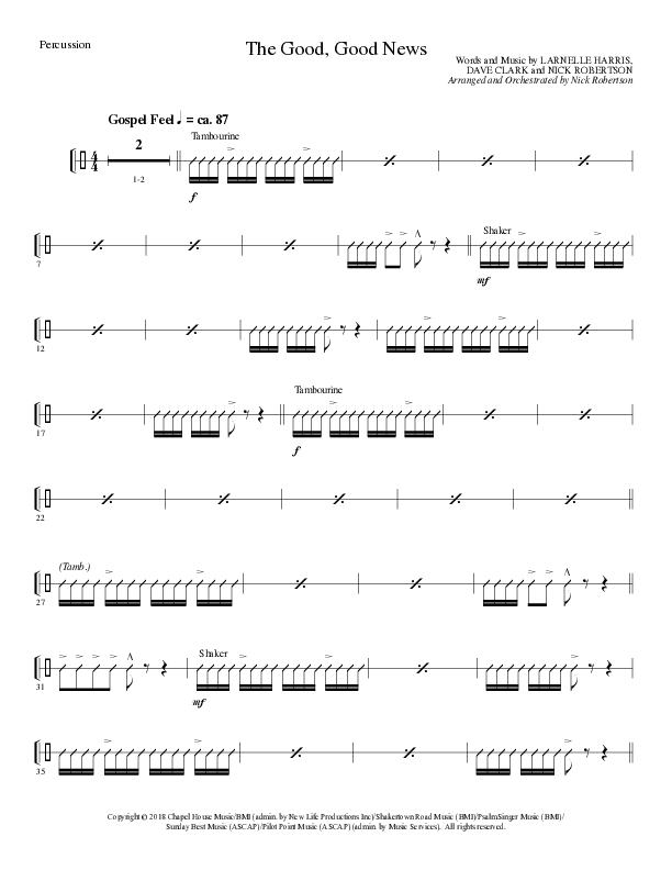The Good, Good News (Choral Anthem SATB) Percussion (Lillenas Choral / Arr. Nick Robertson)