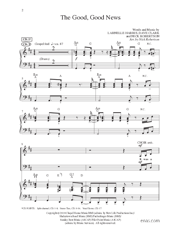 The Good, Good News (Choral Anthem SATB) Anthem (SATB/Piano) (Lillenas Choral / Arr. Nick Robertson)