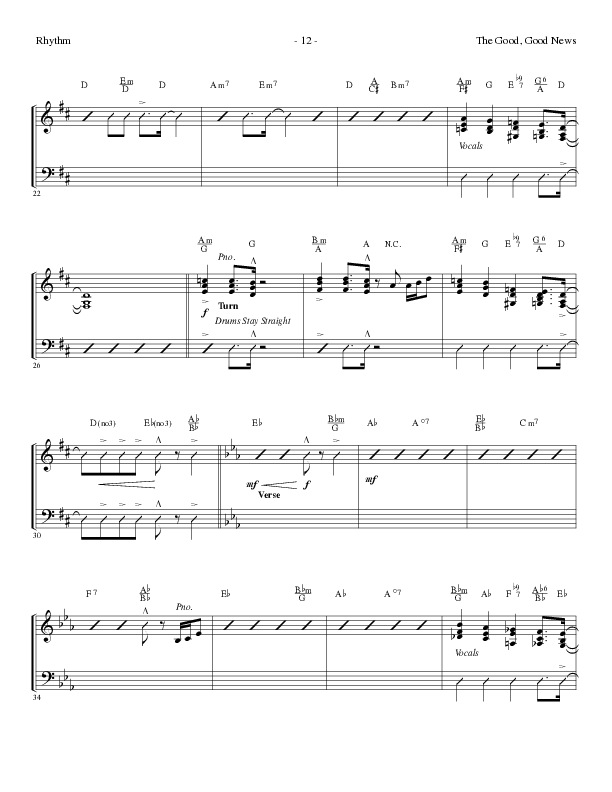 The Good, Good News (Choral Anthem SATB) Rhythm Chart (Lillenas Choral / Arr. Nick Robertson)