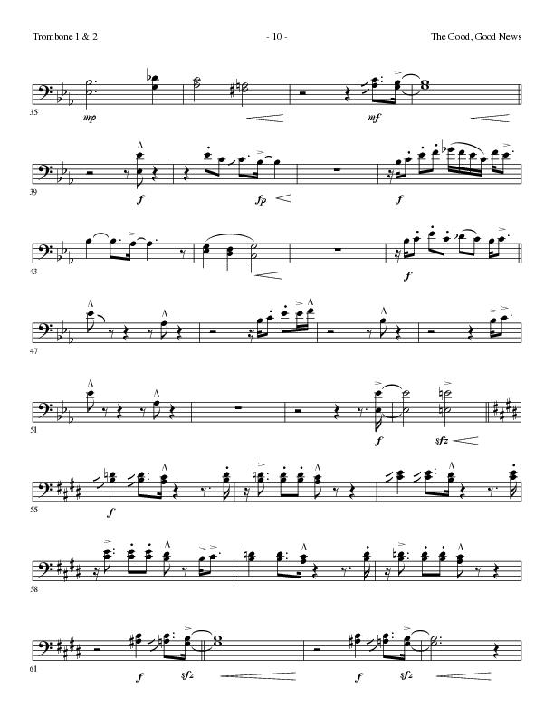 The Good, Good News (Choral Anthem SATB) Trombone 1/2 (Lillenas Choral / Arr. Nick Robertson)