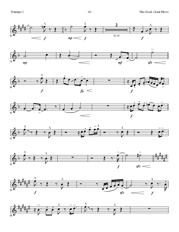 The Good, Good News (Choral Anthem SATB) Trumpet 1 (Lillenas Choral / Arr. Nick Robertson)