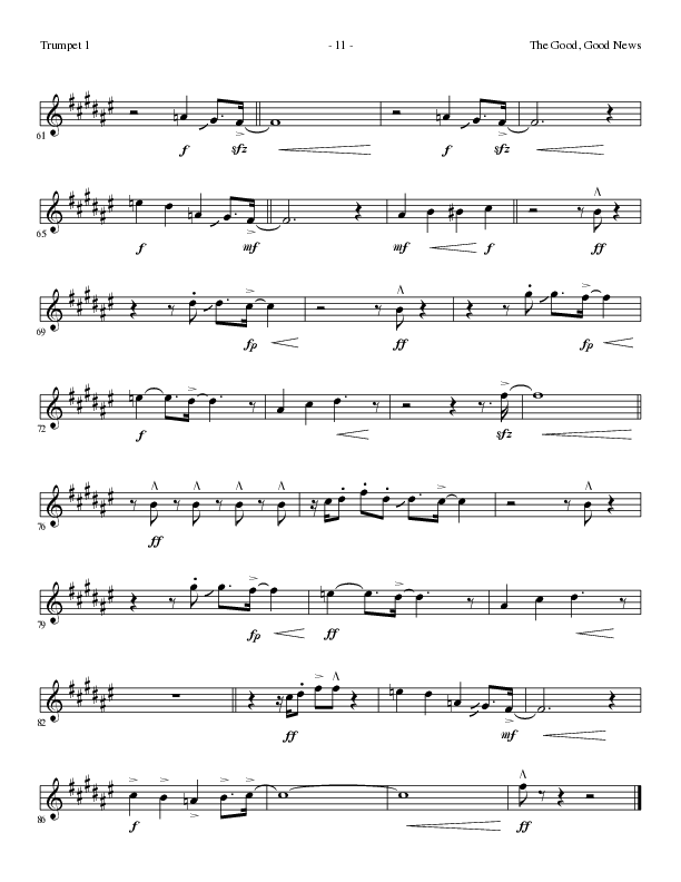 The Good, Good News (Choral Anthem SATB) Trumpet 1 (Lillenas Choral / Arr. Nick Robertson)