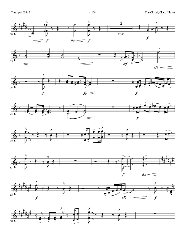 The Good, Good News (Choral Anthem SATB) Trumpet 2/3 (Lillenas Choral / Arr. Nick Robertson)