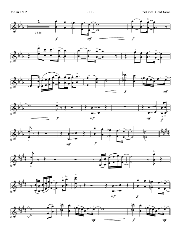 The Good, Good News (Choral Anthem SATB) Violin 1/2 (Lillenas Choral / Arr. Nick Robertson)