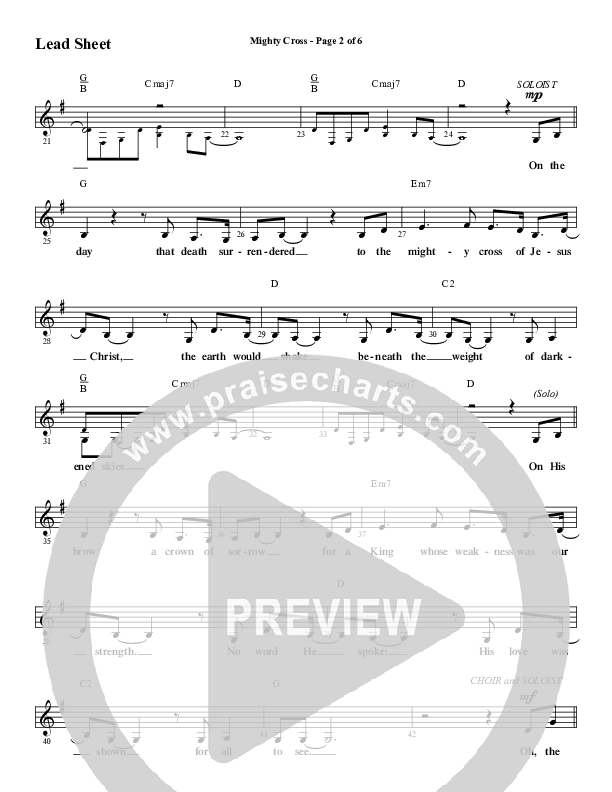 Mighty Cross (Choral Anthem SATB) Lead Sheet (SAT) (Word Music Choral / Arr. Cliff Duren)