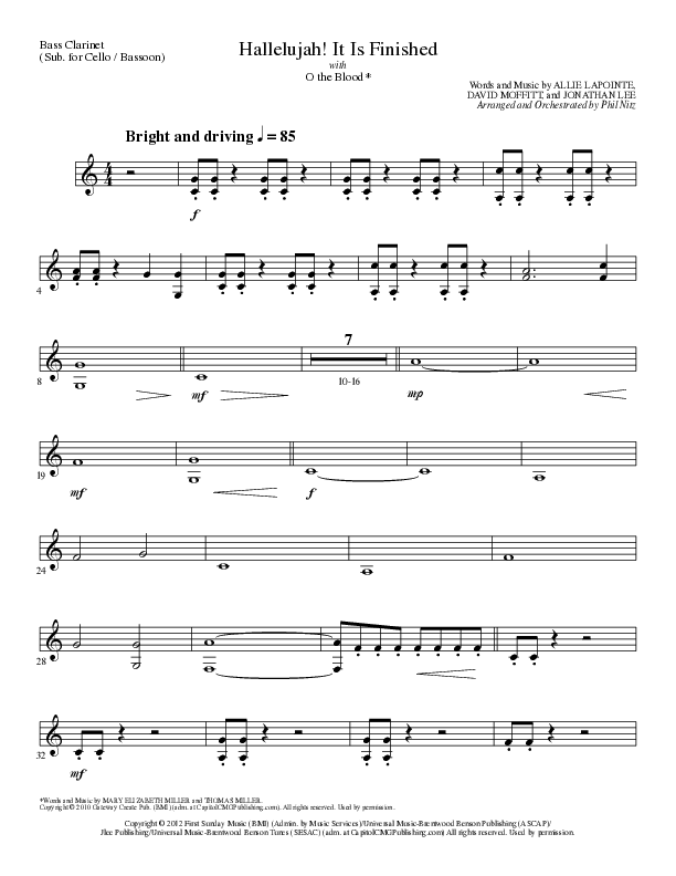 Hallelujah It Is Finished with O The Blood (Choral Anthem SATB) Bass Clarinet (Lillenas Choral / Arr. Phil Nitz)